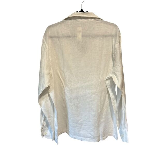 Banana Republic White 100% Linen Long Sleeve Shirt Tunic - Picture 6 of 13